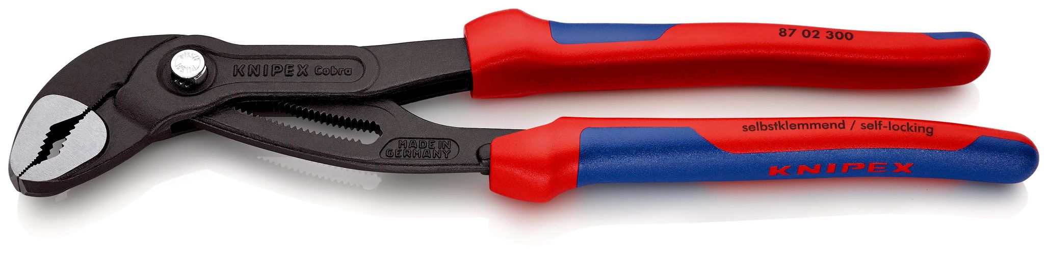 KNIPEX 87 02 300 Cobra® High-Tech Water Pump Pliers with multicomponent handles grey atramentized 300 mm 87 02 300 4003773029144