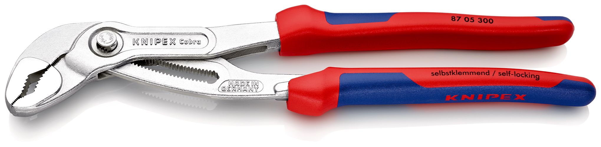 KNIPEX 87 05 300 Cobra® High-Tech Water Pump Pliers with multi-component handles chrome-plated 300 mm 87 05 300 4003773014126