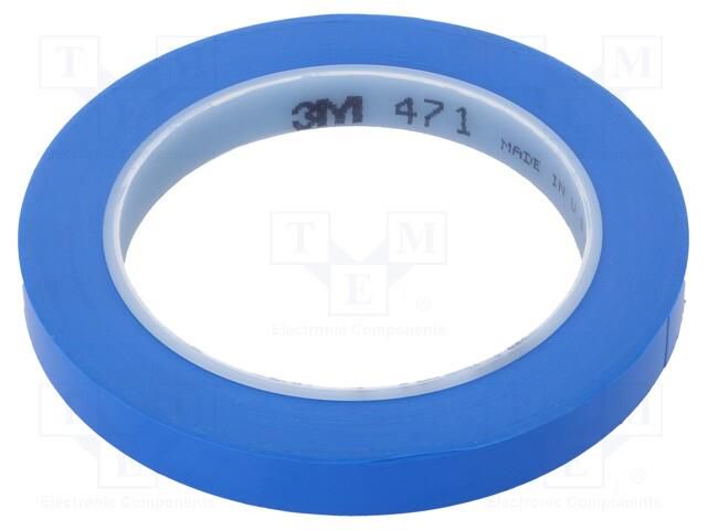 Tape: marking; blue; L: 33m; W: 12mm; Thk: 0.13mm; 2.5N/cm; 130% 3M 3M-471-12-33/BL