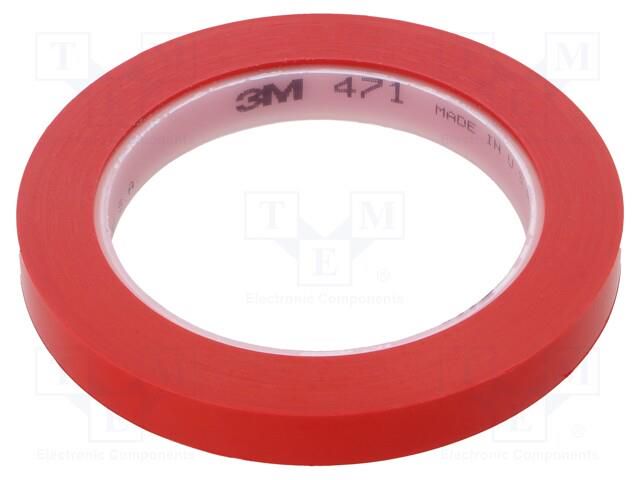 Tape: marking; red; L: 33m; W: 12mm; Thk: 0.13mm; 2.5N/cm; 130% 3M 3M-471-12-33/RD