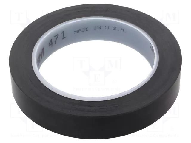 Tape: marking; black; L: 33m; W: 19mm; Thk: 0.13mm; 2.5N/cm; 130% 3M 3M-471-19-33/BK
