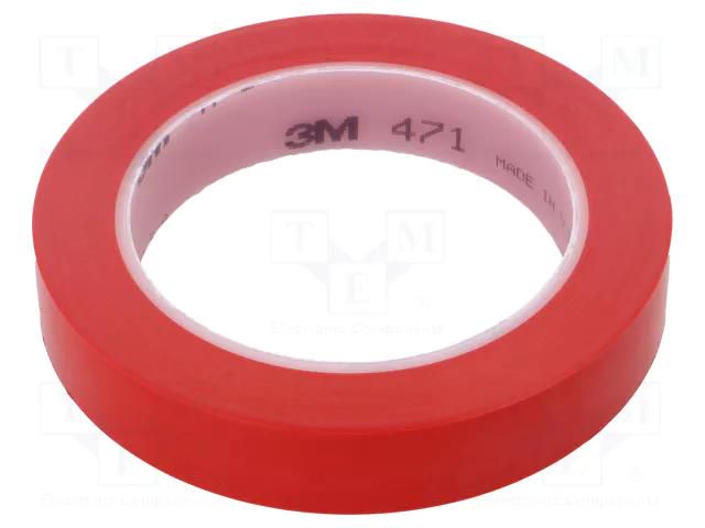 Tape: marking; red; L: 33m; W: 19mm; Thk: 0.13mm; 2.5N/cm; 130% 3M 3M-471-19-33/RD