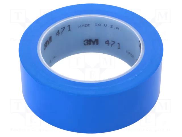 Tape: marking; blue; L: 33m; W: 38mm; Thk: 0.13mm; 2.5N/cm; 130% 3M 3M-471-38-33/BL