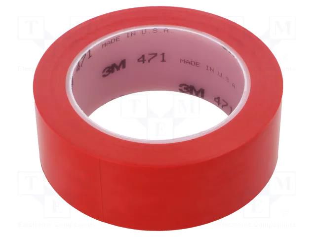 Tape: marking; red; L: 33m; W: 38mm; Thk: 0.13mm; 2.5N/cm; 130% 3M 3M-471-38-33/RD