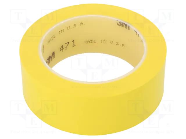 Tape: marking; yellow; L: 33m; W: 38mm; Thk: 0.13mm; 2.5N/cm; 130% 3M 3M-471-38-33/YE