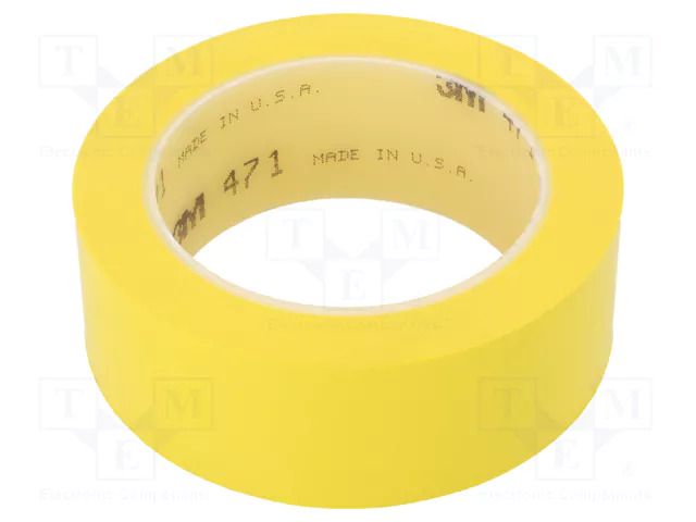 Tape: marking; yellow; L: 33m; W: 38mm; Thk: 0.13mm; 2.5N/cm; 130% 3M 3M-471-38-33/YE