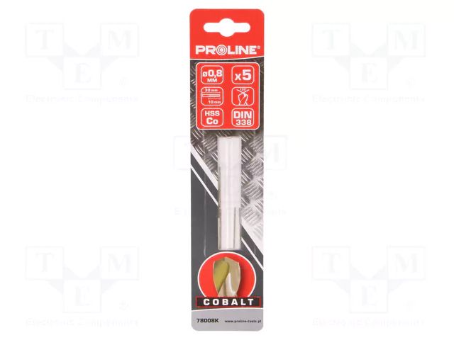 Drill bit; for metal; Ø: 0.8mm; high speed steel cobalt HSS-Co PROLINE PRE-78008K
