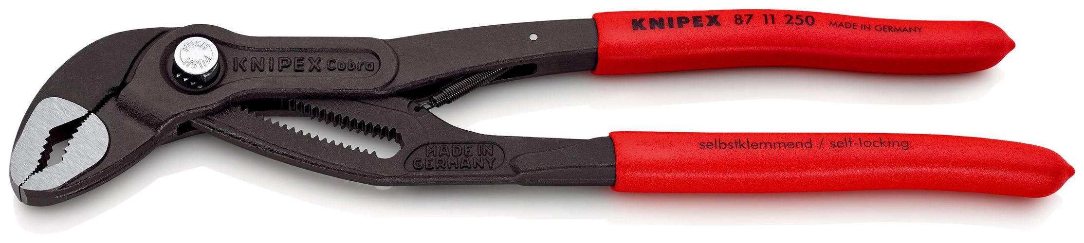 KNIPEX 87 11 250 Cobra®...matic Water Pump Pliers covered with non-slip plastic grey atramentized 250 mm 87 11 250 4003773035473