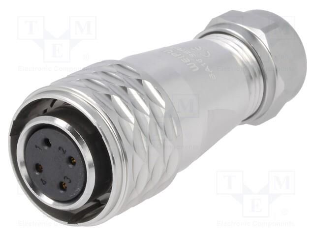 Connector: circular; plug; female; PIN: 4; IP67; SA16; 5÷8mm; 5A; 500V WEIPU SA1610/S4IS