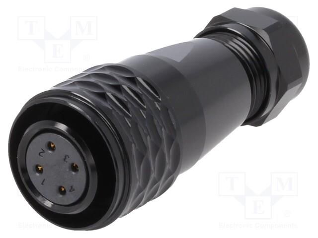 Connector: circular; plug; female; PIN: 4; IP67; SA16; 5÷8mm; 5A; 500V WEIPU SA1610/S4IB