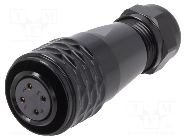 Connector: circular; plug; female; PIN: 4; IP67; SA16; 5÷8mm; 5A; 500V WEIPU SA1610/S4IB