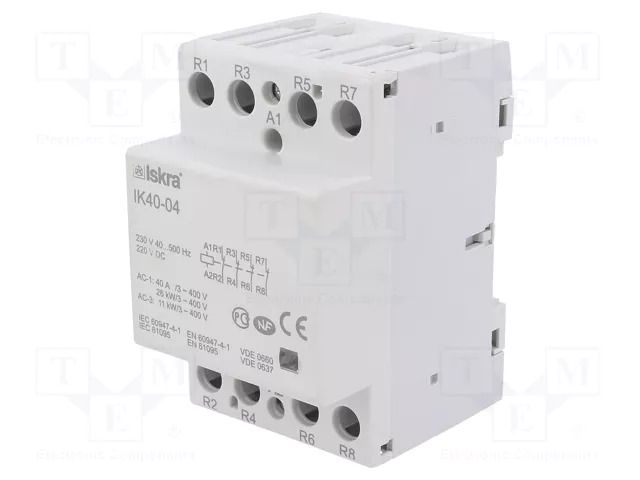 Contactor: 4-pole installation; 40A; 230VAC,220VDC; NC x4; IK ISKRA IK40-04/230V