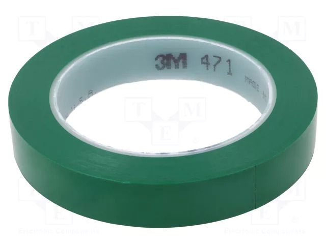 Tape: marking; green; L: 33m; W: 19mm; Thk: 0.13mm; 2.5N/cm; 130% 3M 3M-471-19-33/GN
