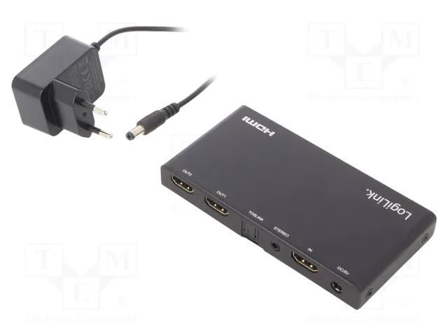 Splitter; HDCP 2.2,HDMI 2.0; black; Input: HDMI socket LOGILINK HD0034