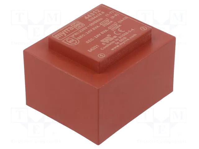 Transformer: encapsulated; 16VA; 230VAC; 24V; 24V; 333mA; 333mA; PCB MYRRA MYRRA-44312