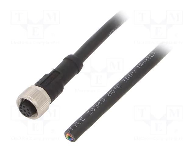 Cable: for sensors/automation; M12; PIN: 8; straight; 5m; plug; 2A AMPHENOL LTW M12A-08BFFM-SL8N05