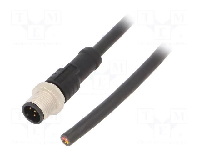 Cable: for sensors/automation; M12; PIN: 5; straight; 1m; plug; 4A AMPHENOL LTW M12A-05BMMM-SL8N01