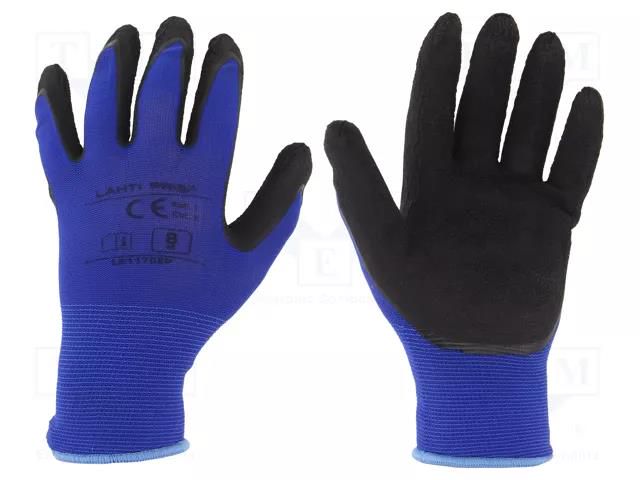 Protective gloves; Size: 8; black-navy blue; latex,polyamide LAHTI PRO LAHTI-L211708K