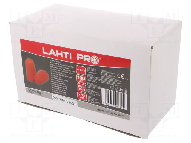Noise stoppers; disposable; Attenuation level: 34dB; 100set LAHTI PRO LAHTI-L171010B