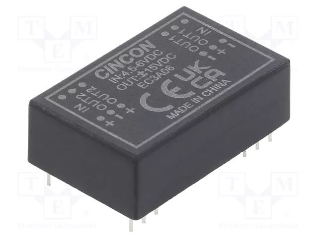 Converter: DC/DC; 3W; Uin: 4.5÷6VDC; Uout: 15VDC; Uout2: -15VDC; THT CINCON EC3A06