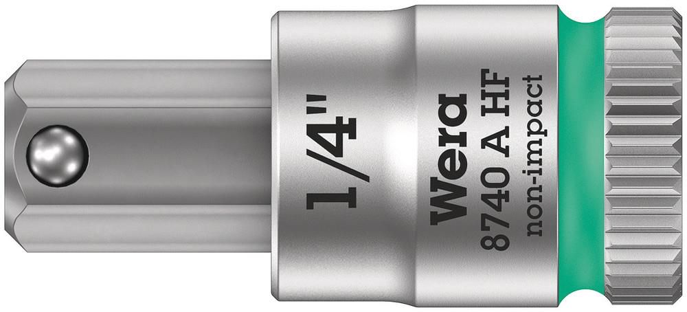 8740 A HF Zyklop bit socket with holding function, 1/4" drive, 1/4"x28.0, Wera 05003388001