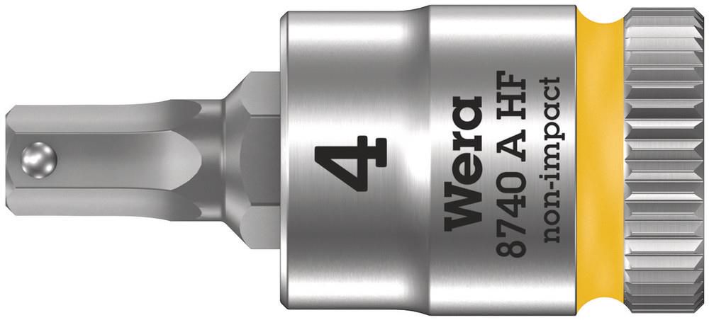 8740 A HF Zyklop bit socket with holding function, 1/4" drive, 4.0x28.0, Wera 05003333001