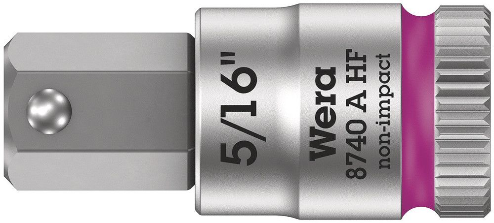 8740 A HF Zyklop bit socket with holding function, 1/4" drive, 5/16"x28.0, Wera 05003389001