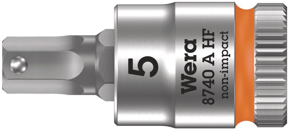8740 A HF Zyklop bit socket with holding function, 1/4" drive, 5.0x28.0, Wera 05003335001