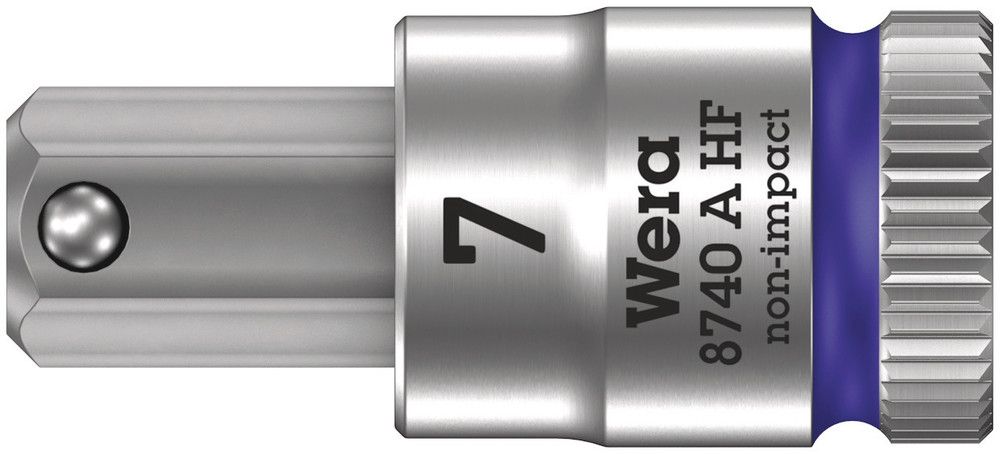 8740 A HF Zyklop bit socket with holding function, 1/4" drive, 7.0x28.0, Wera 05003341001