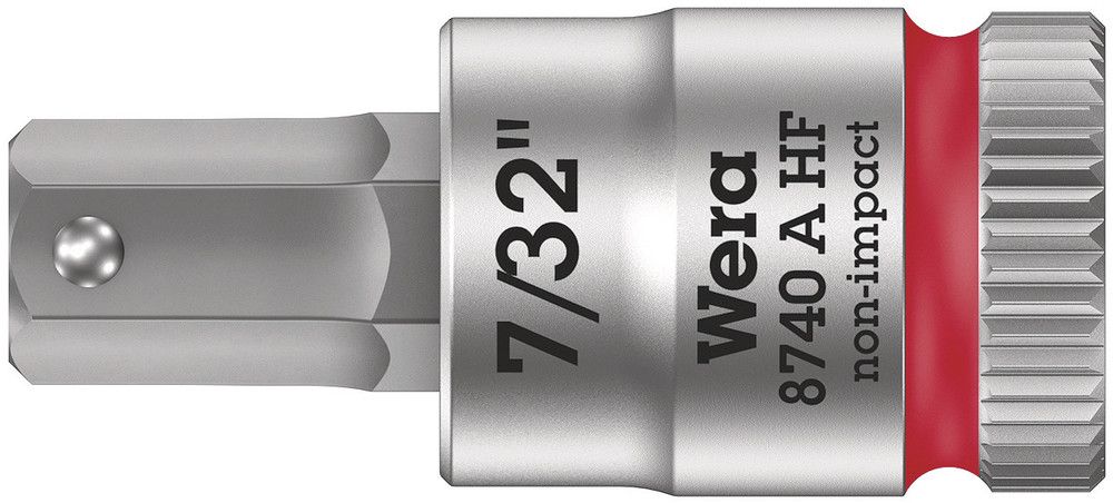 8740 A HF Zyklop bit socket with holding function, 1/4" drive, 7/32"x28.0, Wera 05003387001