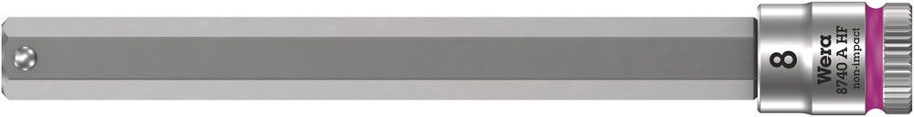 8740 A HF Zyklop bit socket with holding function, 1/4" drive, 8.0x100.0, Wera 05003340001