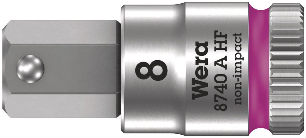 8740 A HF Zyklop bit socket with holding function, 1/4" drive, 8.0x28.0, Wera 05003339001