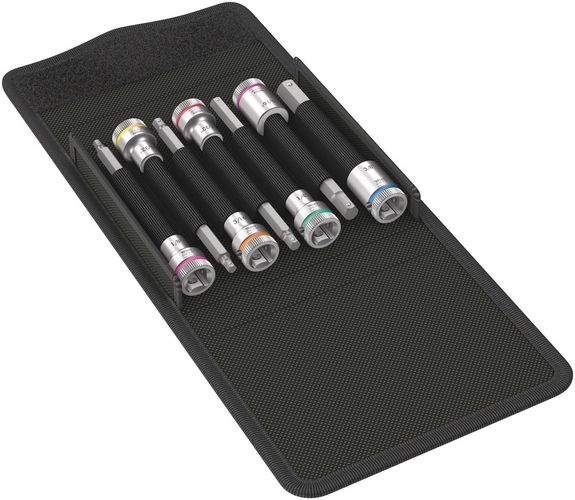 8740 B HF Imperial 1 Zyklop bit socket set with holding function, 3/8" drive, 1 x 1/8"x107.0; 1 x 5/32"x107.0; 1 x 3/16"x107.0; 1 x 7/32"x107.0; 1 x 1/4"x107.0; 1 x 5/16"x100.0; 1 x 3/8"x100.0; 1 x 50.0x120.0, Wera 05003181001