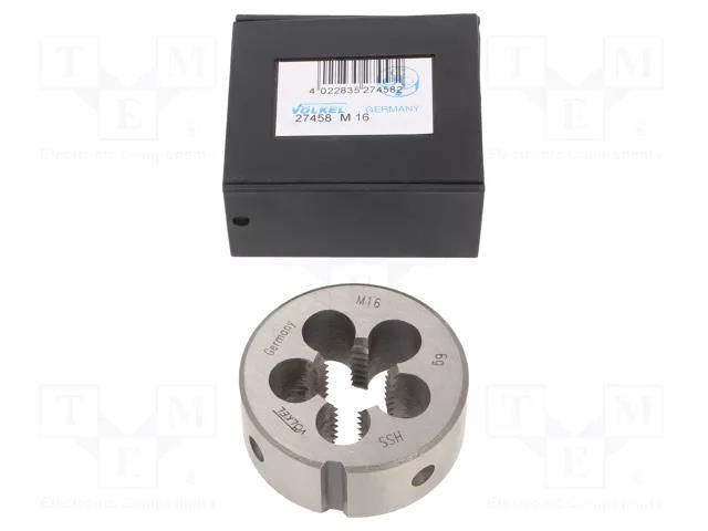 Threading die; high speed steel; M16; 2; Ø: 45mm; Thk: 18mm; 6g VÖLKEL VOLKEL-27458