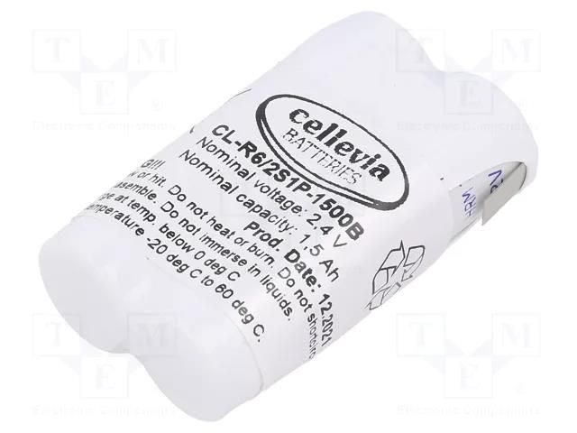 Re-battery: Ni-MH; AA; 2.4V; 1500mAh; soldering lugs; 32x15x52mm CELLEVIA BATTERIES CL-R6/2S1P-1500B