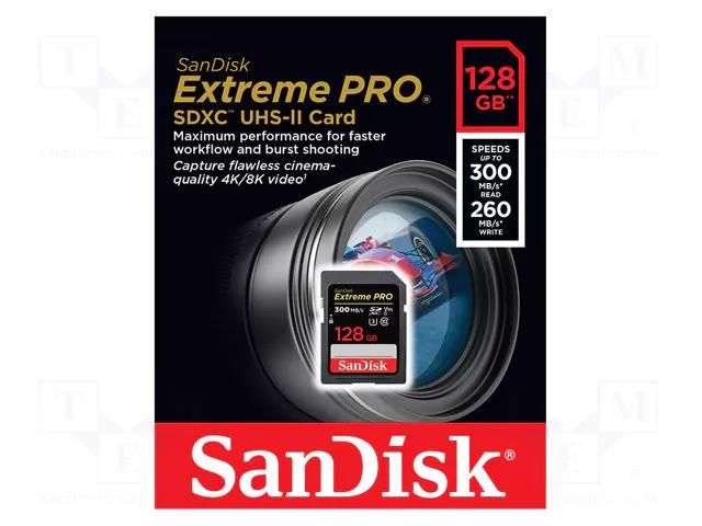 Memory card; Extreme Pro; SDXC; R: 300MB/s; W: 260MB/s; 128GB SANDISK SDSDXDK-128G-GN4IN