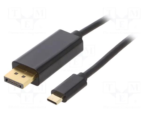 Adapter; HDMI plug,USB C plug; gold-plated; 1.8m; black; golden AKYGA AK-AV-18