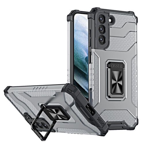 Crystal Ring Case tough hybrid cover + magnetic holder for Samsung Galaxy S22 + (S22 Plus) black, Hurtel 9145576239872 9145576239872