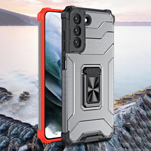 Crystal Ring Case tough hybrid cover + magnetic holder for Samsung Galaxy S22 + (S22 Plus) black, Hurtel 9145576239872 9145576239872