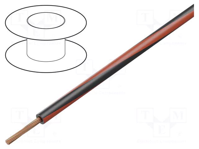 Wire; H05V-K,LgY; stranded; Cu; 1.5mm2; PVC; black-red; 300V,500V BQ CABLE LGY1.5-BK/RD