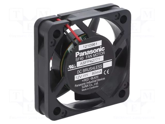 Fan: DC; axial; 12VDC; 40x40x10mm; 9.6m3/h; 24.5dBA; ball; 6500rpm PANASONIC ASFP42771