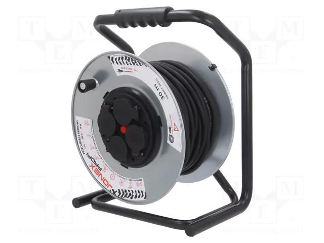 Extension lead; reel,with non-rotating sockets; Sockets: 4; 30m JONEX PS-BM-RR-3X2.5/30