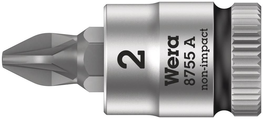 8755 A Pozidriv Zyklop bit socket, 1/4" drive, PZ 2x28.0, Wera 05003354001