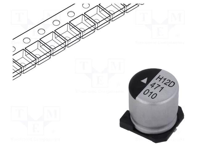 Capacitor: electrolytic; SMD; 470uF; 10VDC; Ø10x10.5mm; 2000h KYOCERA AVX AEH1010471M010R