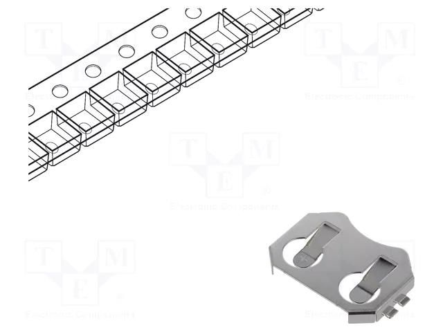 Clip; BR2016,CL2016,CR2016,DL2016; SMT; 2.8mm; reel LINX TECHNOLOGIES BAT-HLD-002-SMT-TR