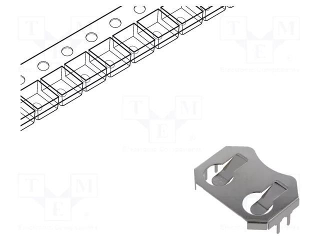 Clip; BR2016,CL2016,CR2016,DL2016; PCB; 2.8mm; reel LINX TECHNOLOGIES BAT-HLD-002-THM-TR