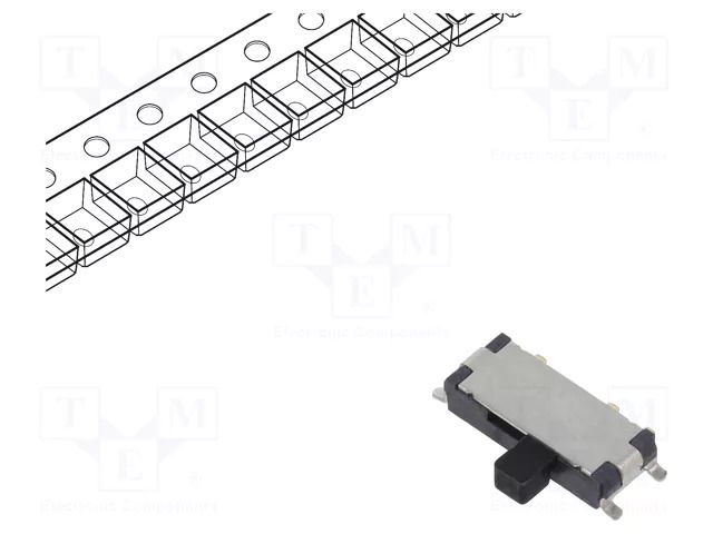 Switch: slide; Pos: 2; SPDT; 0.025A/24VDC; ON-ON; SMT; 6.7x2.6x1.1mm E-SWITCH EG1215AA