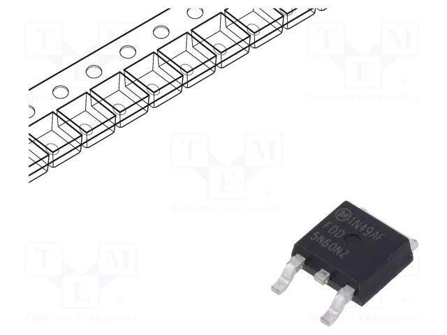 Transistor: N-MOSFET; unipolar; 600V; 2.4A; 83W; DPAK ONSEMI FDD5N60NZTM