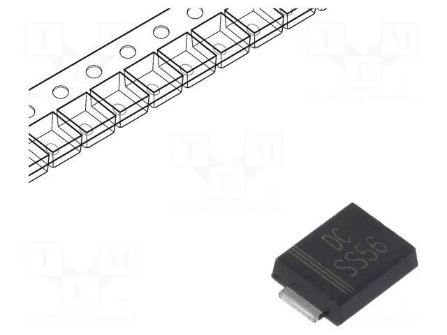 Diode: Schottky rectifying; SMB flat; SMD; 60V; 5A; reel,tape DC COMPONENTS SS56BF-DC