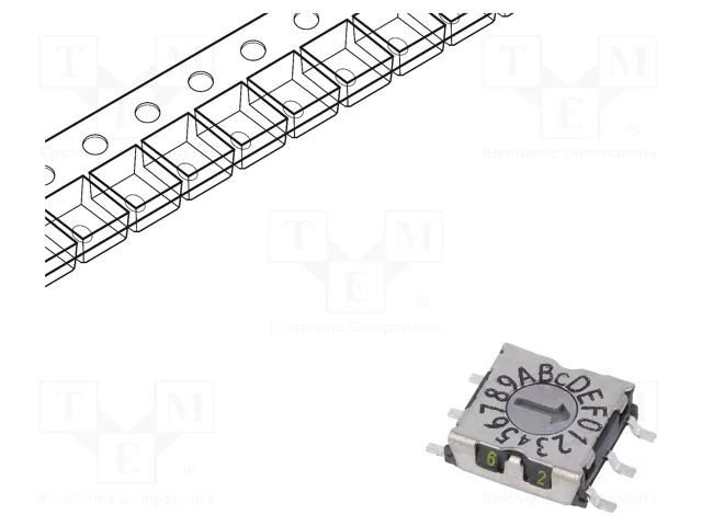 Encoding switch; HEX/BCD; Pos: 16; SMD; Rcont max: 80mΩ; 7x7x2.5mm PTR HARTMANN P25SMT103TRH